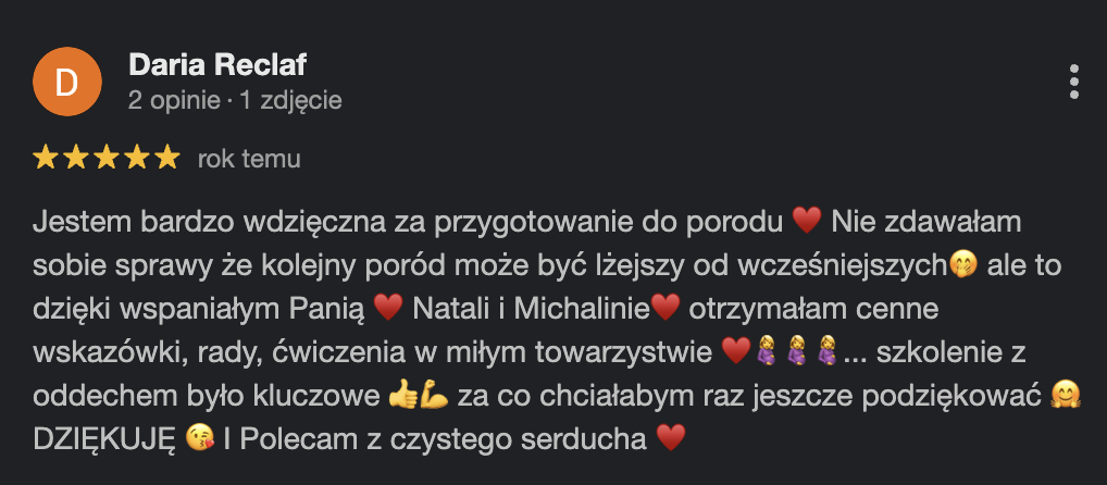 Opinia Darii Beclaf o szkoleniu z oddechem i przygotowaniu do porodu